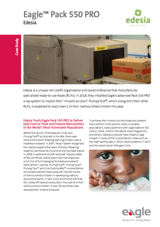 Edesia: X-ray Inspection Systems to Deliver Safe Ready-to-use Foods and Nutrients to Vulnerable Populations