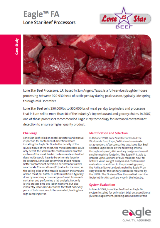 Lone Star Beef Processors: qualit della carne garantita attraverso l'ispezione raggi x